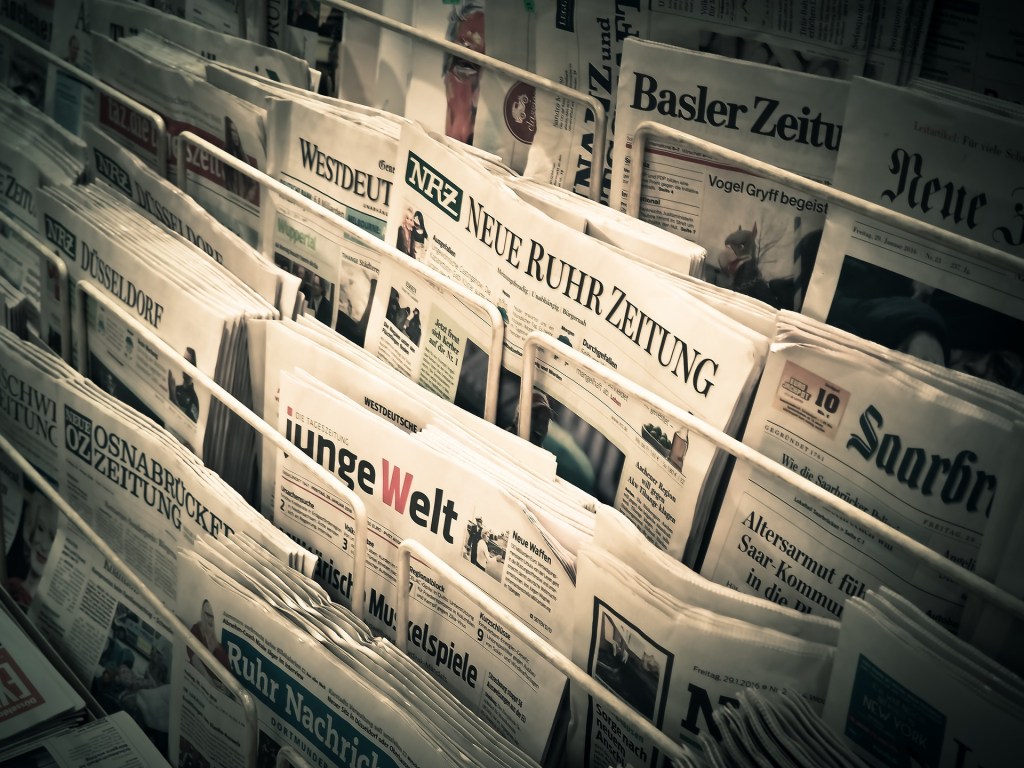 Newspapers in racks